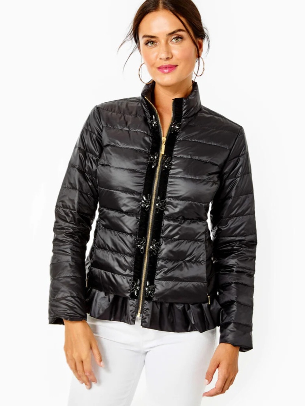 Lilly Pulitzer Darcia Fitted Puffer Jacket Onyx Size 4